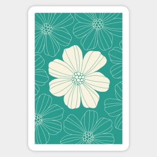 Marsh Mallow Doodle Flower Cream and Teal Sticker